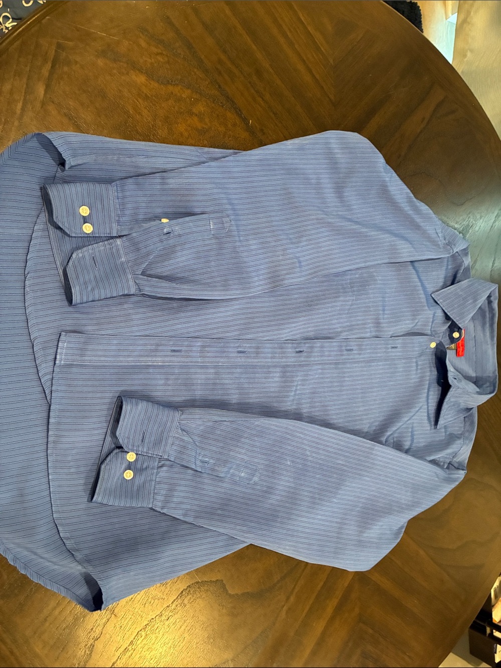 Men's Striped Dress Shirt in Slate Blue